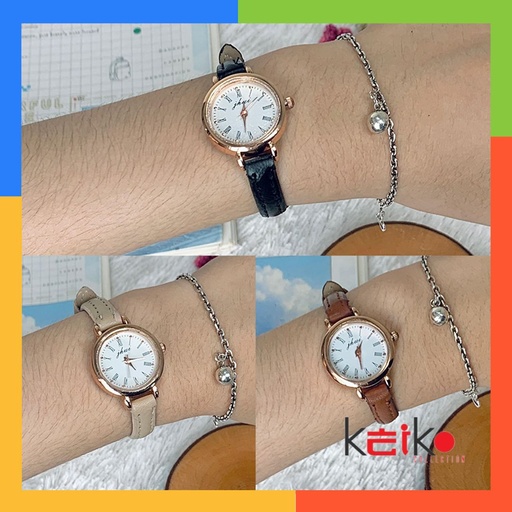 PROMO ANKL001 Jam Tangan Casual Wanita Analog Kecil Dial Bulat Dengan Strap Pu Leather Korean Fashio