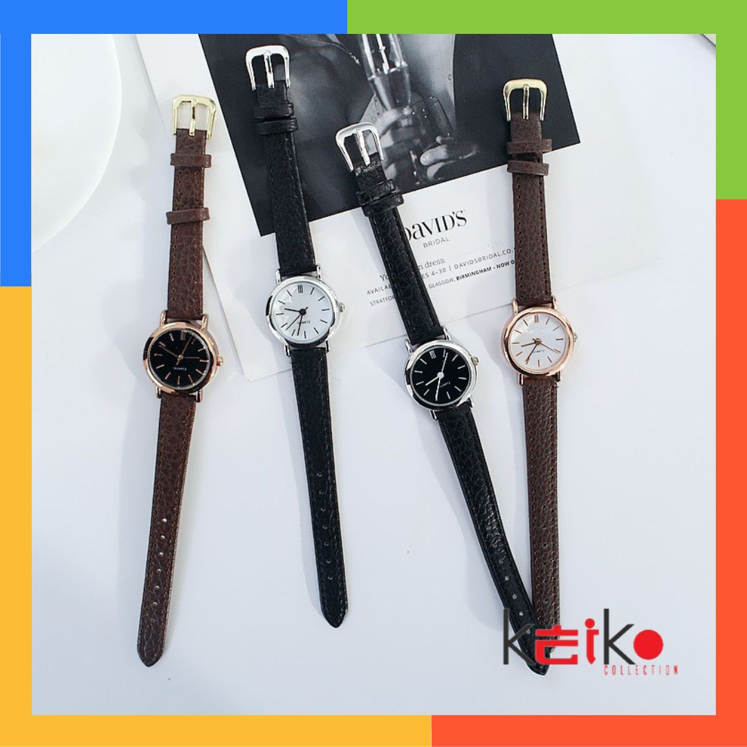 ANKL010 Jam Tangan Wanita Casual Analog Quartz Dial Bulat Retro