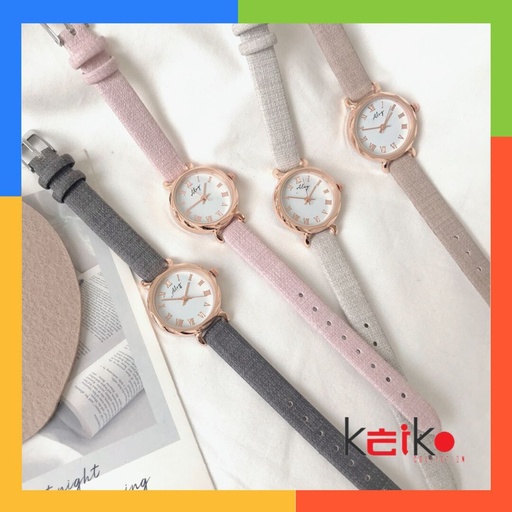 ANKL015 Jam Tangan Quartz Strap PU Analog Casual Gaya Retro Wanita Persegi Watch Korean Fashion Body Belimbing