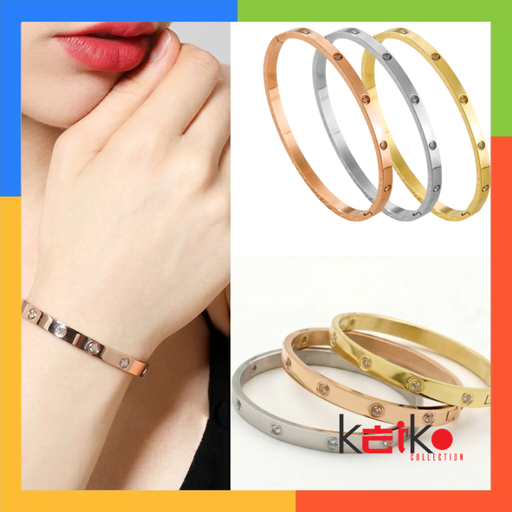GL002 - Gelang Titanium Aksesoris Wanita Elegan Model Permata / Jam Tangan