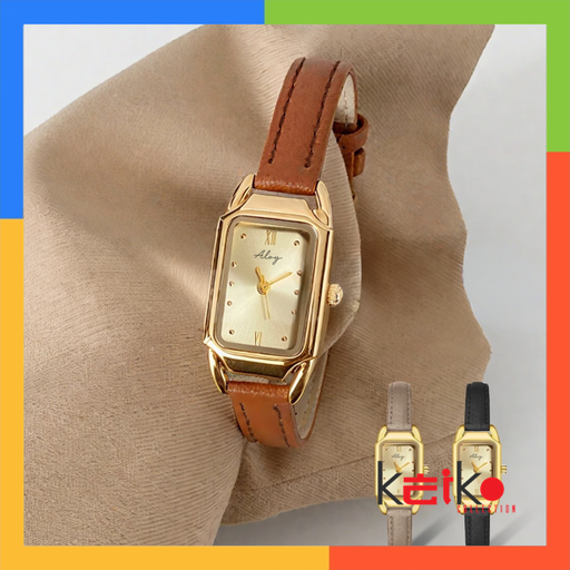 ANKL025 - Jam Tangan Wanita Gaya Elegan / Jam Tangan Wanita Dial Persegi Simple