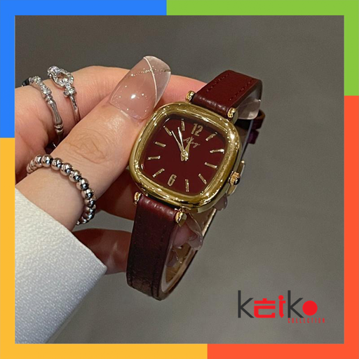 ANKL026 - Jam Tangan Wanita Bisnis Gaya Elegan Dial Unik Analog Quartz PU Leather Fashion