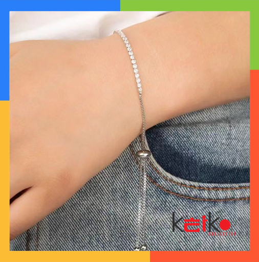 GL003 - Gelang Serut Milano Diamond Rhinestone Adjustable Bracelet Wanita Fashion / Jam Tangan
